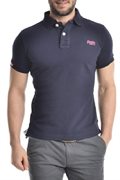 Superdry Herren Polo - Shirt in dblau Logo in pink